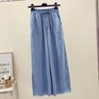 Plain Fray Hem Wide Leg Jeans