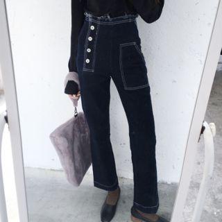 Fringed Loose-fit High-waist Jeans
