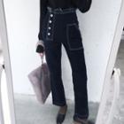 Fringed Loose-fit High-waist Jeans