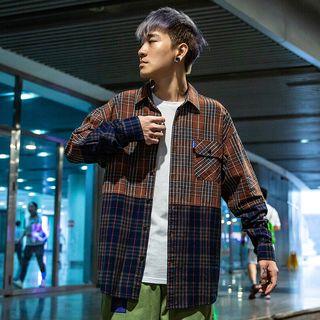 Patchwork Loose-fit Checker Shirt
