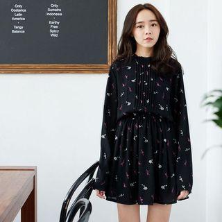Pintuck-front Chiffon Dress