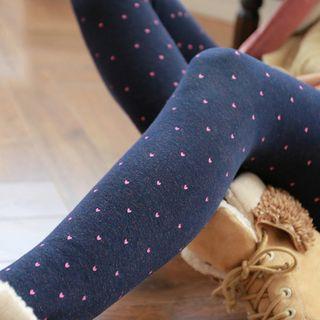 Heart Print Fleece-lined Leggings