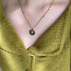 Flower Disc Pendant Necklace E348 - White Daisy - Gold - One Size