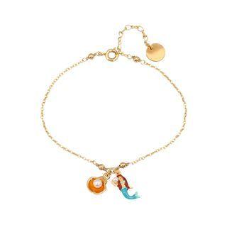 Fashion Simple Plated Gold Enamel Mermaid Shell Imitation Pearl Bracelet Golden - One Size