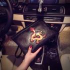 Couple Matching Dragon Embroidery Clutch Black - One Size