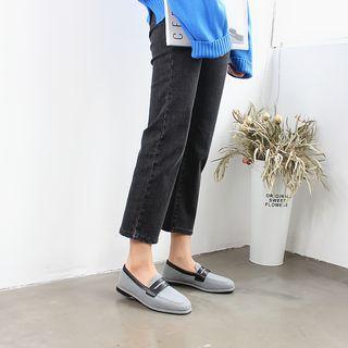 Square-toe Furry-lined Loafers