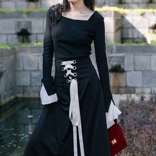 Set : Knit Top + Midi Skirt