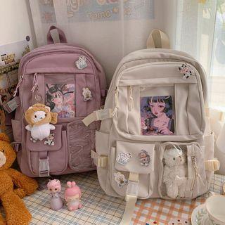 Buckled Pvc Panel Lightweight Backpack