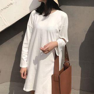 Open Back Long-sleeve T-shirt Dress