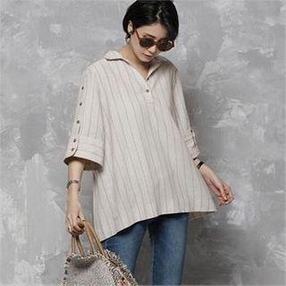 Buttoned-sleeve Stripe Shirt