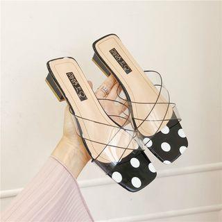 Cross Strap Block Heel Slide Sandals