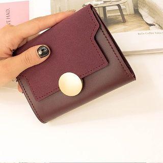 Faux-leather Color Block Wallet
