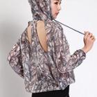 Patterned Cut Out Back Hoodie