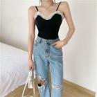 Lace Trim Camisole Top / Straight Fit Jeans
