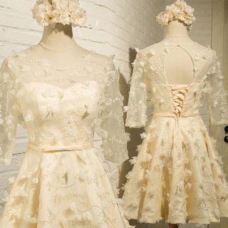 Flower Applique Cocktail Dress