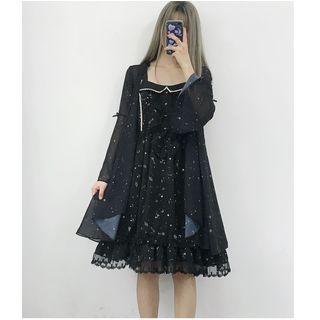 Print Bell-sleeve Chiffon Light Jacket