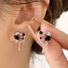 Melting Heart Rhinestone Alloy Earring Type A - 1 Pair - Silver - One Size