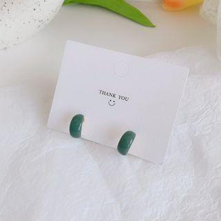 Glaze Open Hoop Earring 1 Pair - Open Hoop - Grayish Blue - One Size