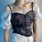 Floral Zip Camisole Top Black - One Size