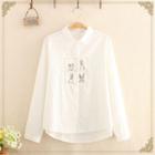 Rabbit Embroidered Patch Long-sleeve Shirt