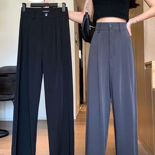 High-waist Shift Wide-cuff Dress Pants