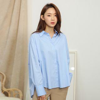 Slit-side Oversized Stripe Shirt