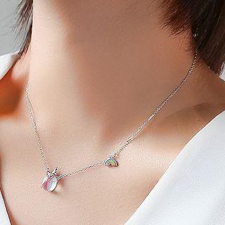 925 Sterling Silver Unicorn Pendant Necklace Unicorn - One Size
