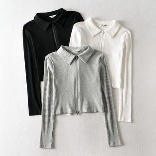 Collared Zip-up Cardigan