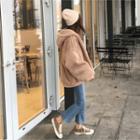 Zip-up Oversized Faux-shearling Hoodie