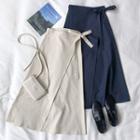 High-waist Midi A-line Wrap Skirt