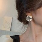 Flower Glaze Earring 1 Pair - Black & White - One Size