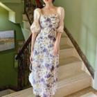 Floral Balloon-sleeve Dress