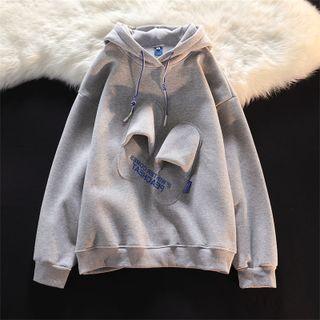 Lettering Embroidered Embellished Hoodie