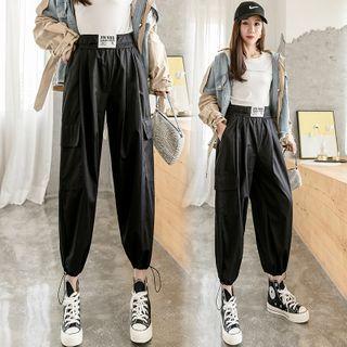 High-waist Drawstring-cuff Cropped Cargo Pants