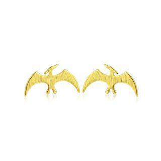 Sterling Silver Plated Gold Simple Fashion Archaeopteryx Stud Earrings Golden - One Size