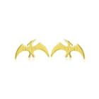 Sterling Silver Plated Gold Simple Fashion Archaeopteryx Stud Earrings Golden - One Size