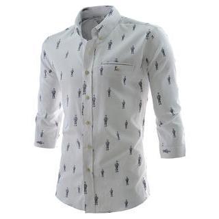 3/4-sleeve Printed Shirt