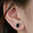 925 Sterling Silver Glitter Stud Earring 1 Pair - Black - One Size