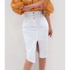 High-waist Slit-front Sheath Skirt