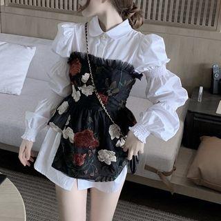 Plain Shirt Dress / Ruffle Trim Strapless Top