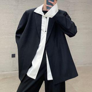 Plain Hidden Button Blazer
