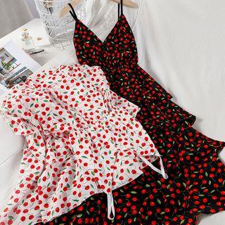 Spaghetti Strap Fruit Print Dress