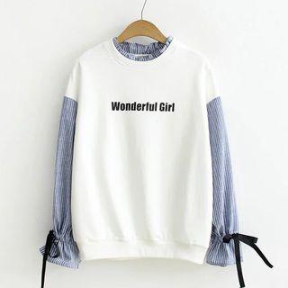 Striped Sleeve Lettering Pullover
