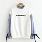 Striped Sleeve Lettering Pullover