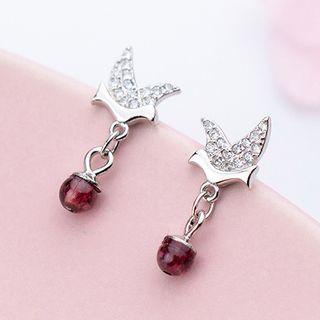 925 Sterling Silver Rhinestone Bead Dangle Earring