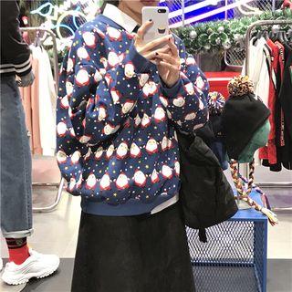 Christmas Santa Claus Sweatshirt Blue - One Size
