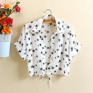 Star Chiffon Crop Shirt