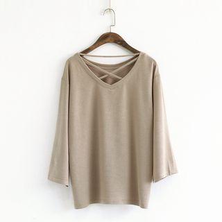 Cross Strap Long Sleeve Knit T-shirt