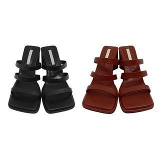 Square-toe Cylinder-hem Sandals