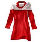 Set: Long-sleeve Halter Neck Mini Sheath Dress + Shawl Set Of 2 - Dress & Shawl - Red & White - One Size